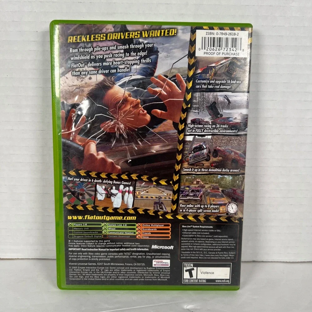 FlatOut Microsoft Xbox 2005 Original Racing Game Destruction Derby CIB
